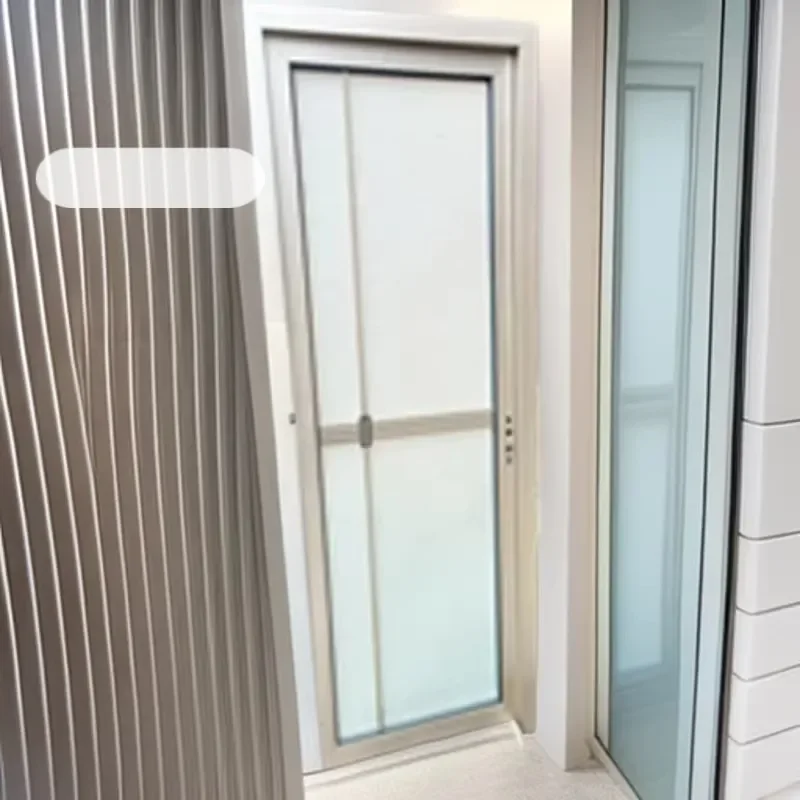 Minimalist 1.4 Series Aluminum Alloy Toilet Door with Inlaid Frosted Glass Medium Narrow Frame for Bathroom Restroom