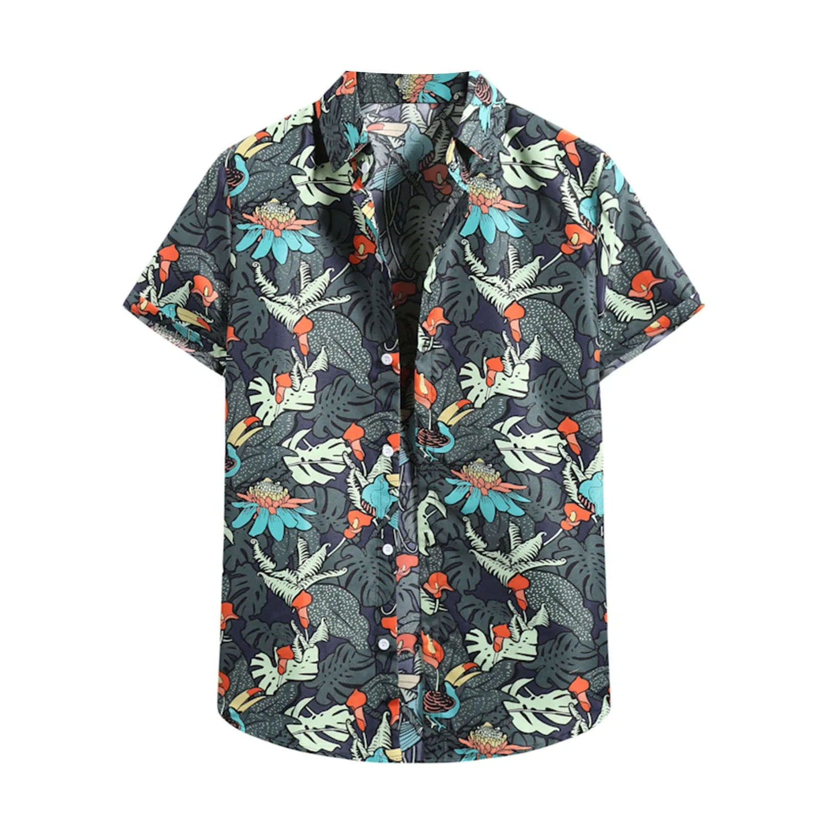 Summer Floral Casual Tropical Plantdaily Shirt Hawaiian Men Street Fashion Casual Loose Shirts Short Sleeve Beach Loose Tops