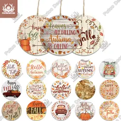 Putuo Decor Fall Round Wooden Sign Autumn Hanging Plate Decor Lovely Plaque Wall Art Decor for Farmhouse Garden Home Wood Gifts