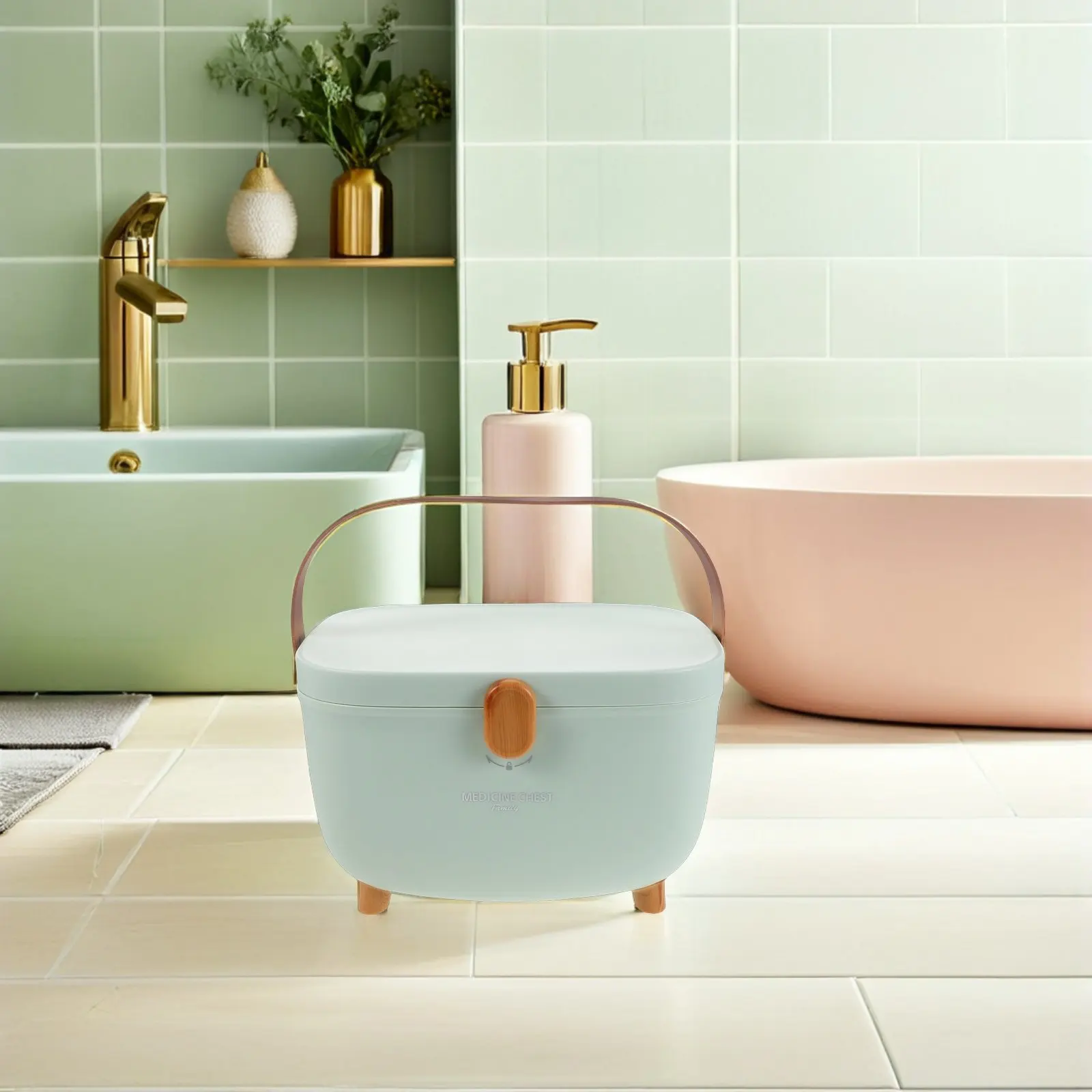 

2-Layer Plastic Medicine Organizer Box Removable Tray Handle Home Travel Large Capacity Storage Medical Kit Container Household