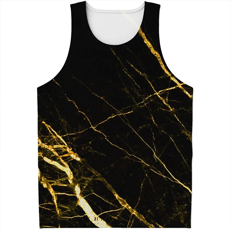 Digital Print Black White Marble Pattern Tank Top For Men Casual Oversized Sleeveless Tee Shirt Mens Quick Dry Vest Ropa Hombre