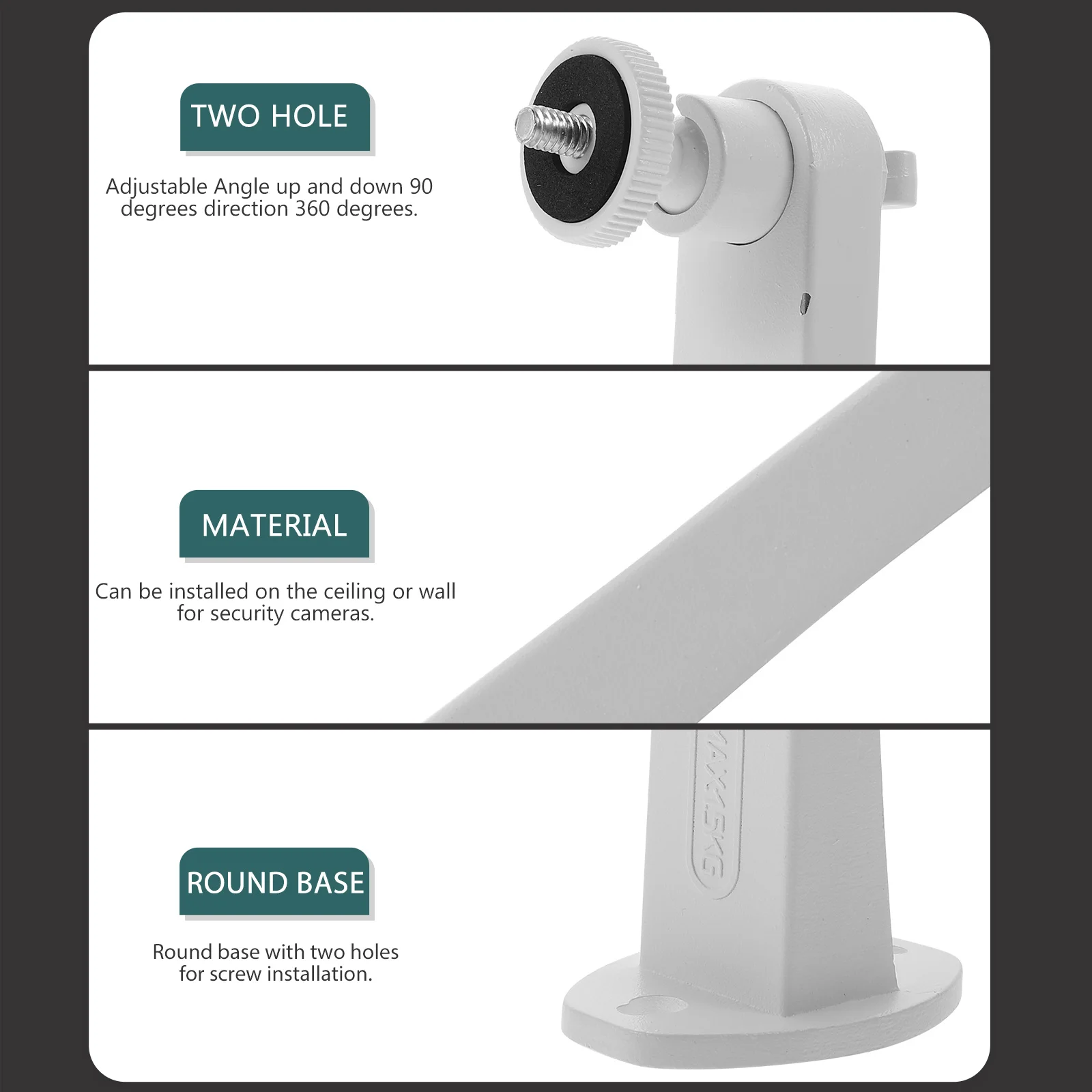 

1Set Universal Camera Mount Bracket Adjustable Security Camera Holder for Wall Ceiling Outdoor Indoor Use 360 Degree Rotation
