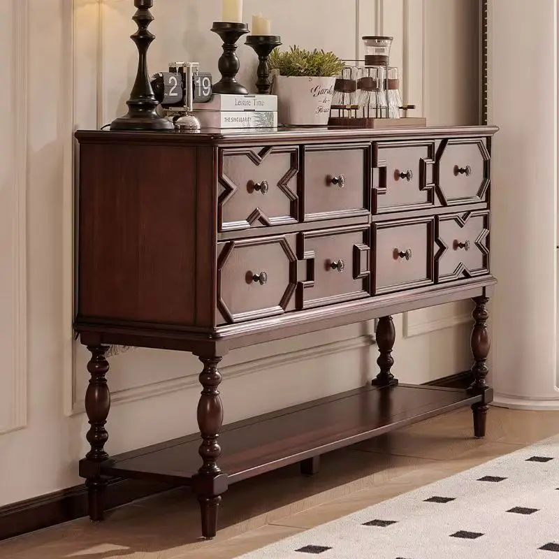 

French retro solid wood chest, antique bedroom, eight-bucket cabinet, American living room decoration cabinet