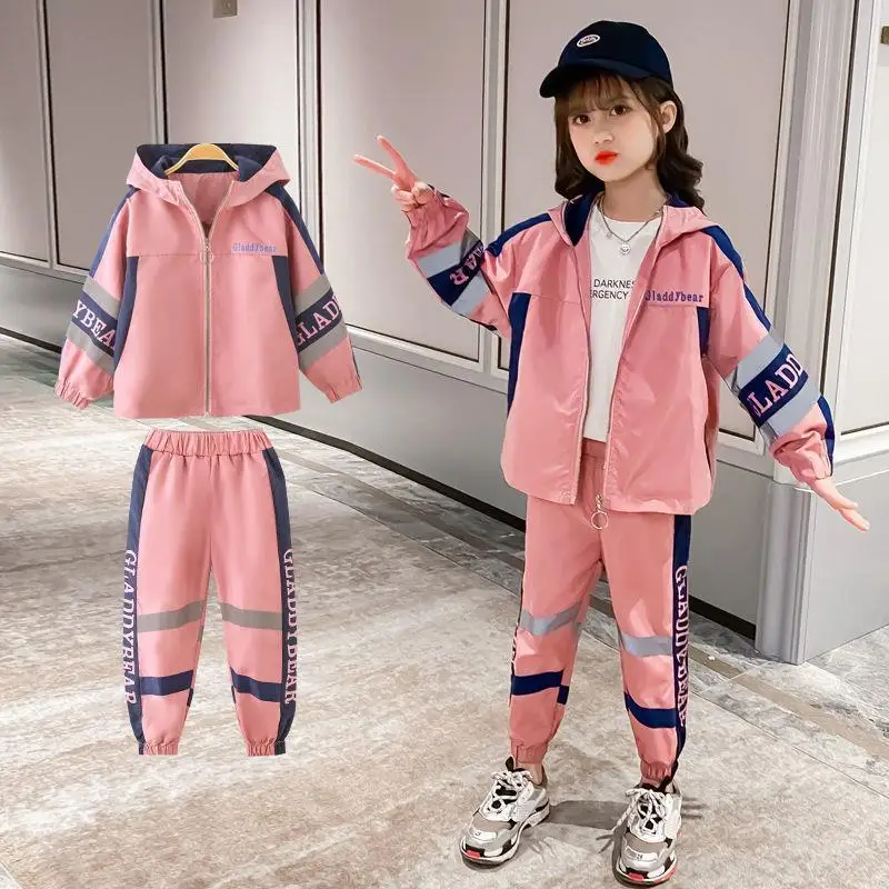 Girls Spring and Autumn Clothing Handsome Sports Suit 2024 New Fashion Girl Two-piece Children\'s Sets 2 3 4 5 6 7 8 9 10 11 12Y