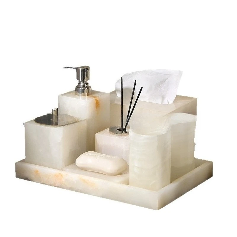 

Marble bathroom five-piece set, washing table tray, bathroom toothbrush rack