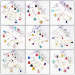 Fashion 20Pcs New Flower Heart Round Crown Teardrop Animal Butterfly Acrylic Dull Silver Plated Pendants With Clasp