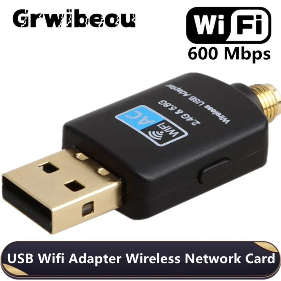 Adaptador Wifi USB de doble banda, tarjeta de red inalámbrica de 2,4 Mbps, 5,8 GHz + 600 GHz