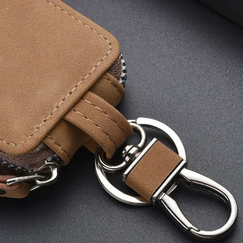 

Portable Leather Key Pouch Bag Multifunctional Zipper Key Holder Organizer Pouch Large-Capacity Wallet Organizer Men Women