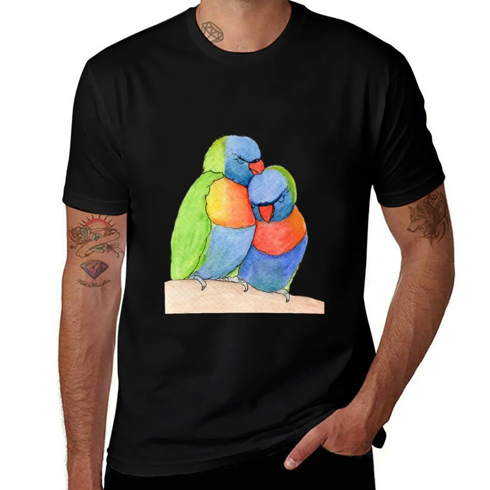 T-shirt surdimensionné Rainbow Lorrikeet Love Birds pour hommes, chemises d'été, médicaments