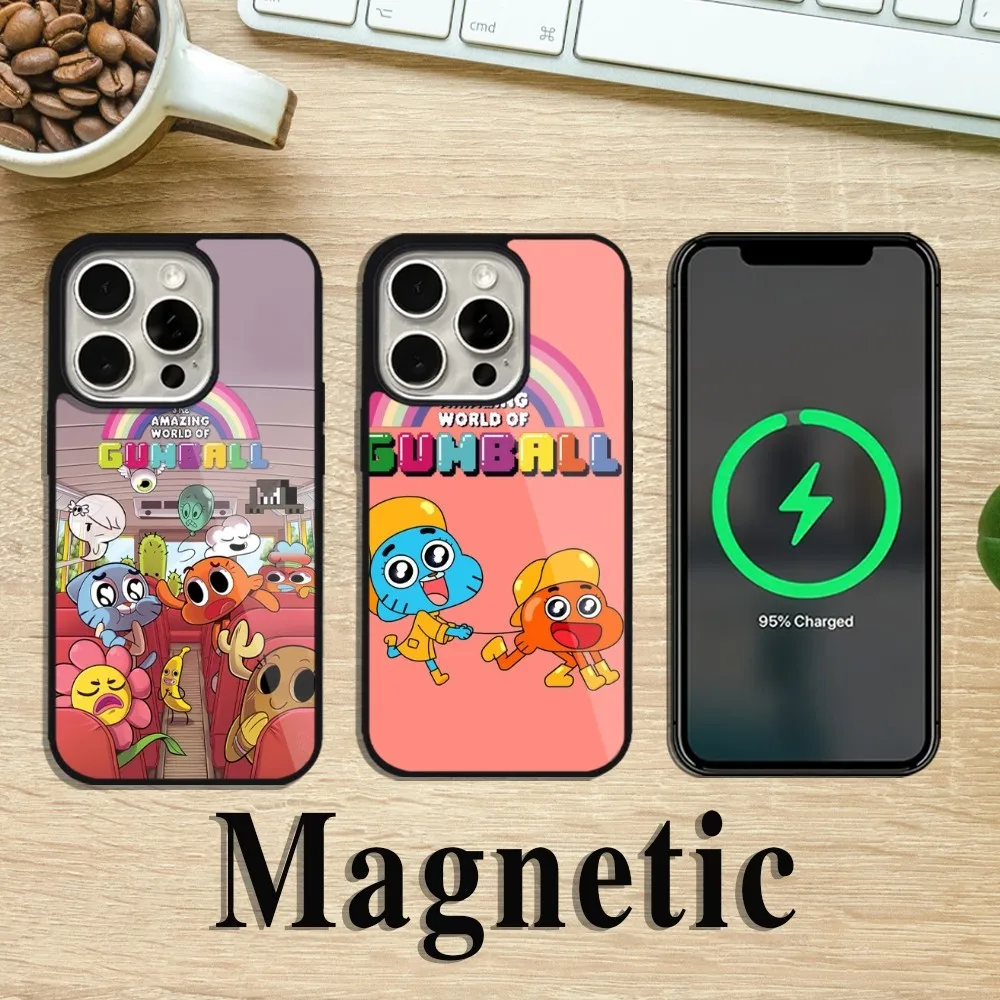 Cartoon Amazing World of Gumball Phone Case For iPhone 11 12 13 14 15 Pro Max Plus Magsafe Magnetic Wireless Charging