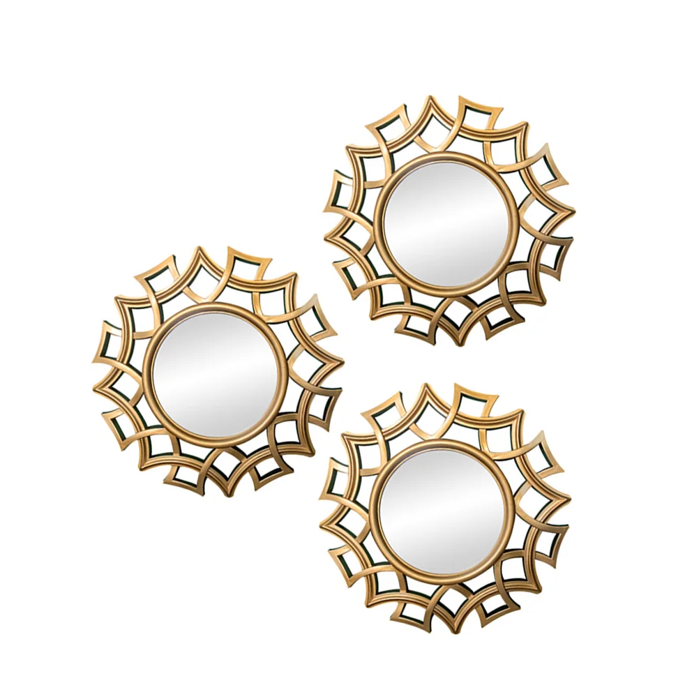 

3pcs Decorative Wall Mirror Retro Plastic Frame for Living Room Bedroom Study Home Vintage Wall Decor Ornament