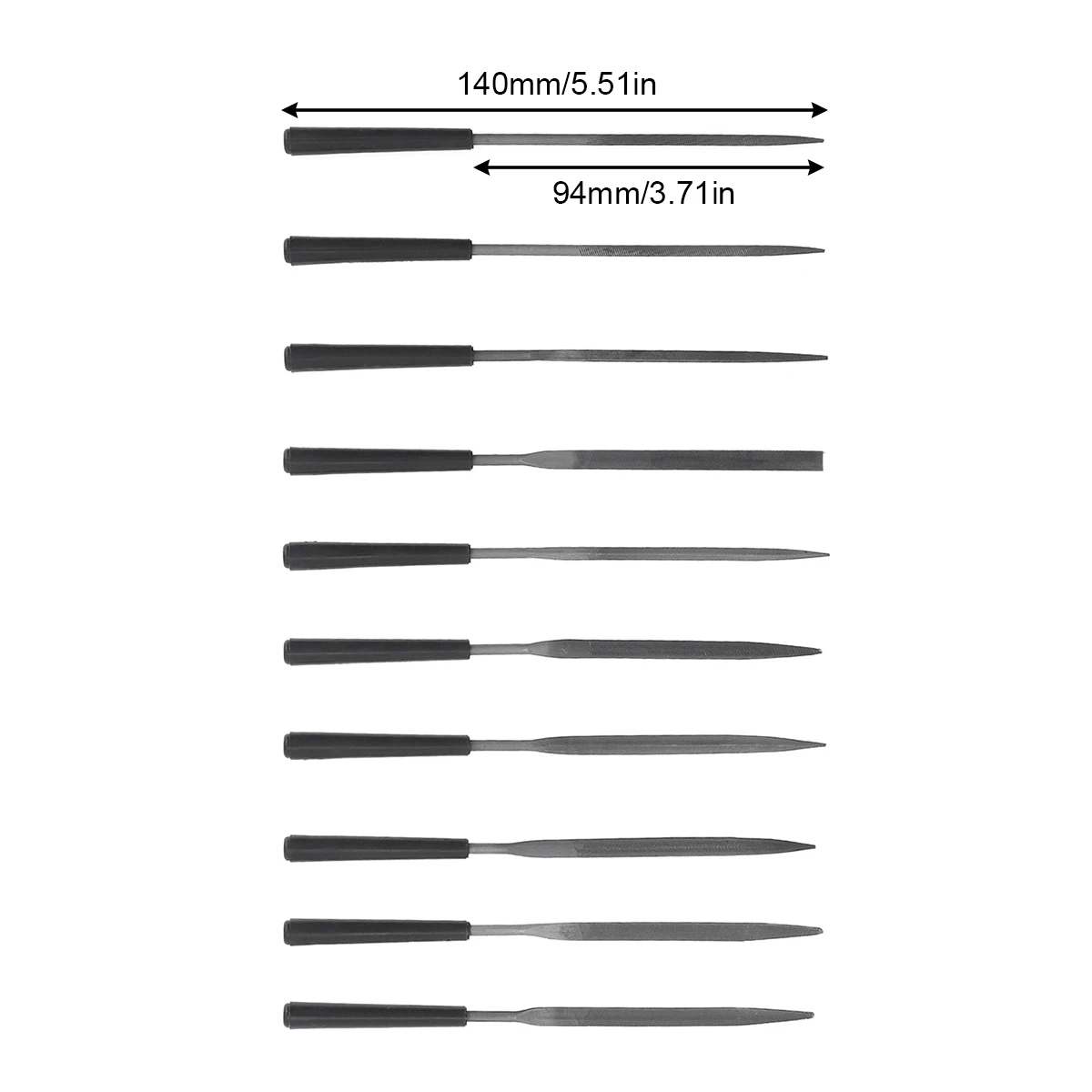 10pcs Steel File 140mm Various Mini Files Set Flat Round File and Other Grinding Tools for Plastic Wood Metal