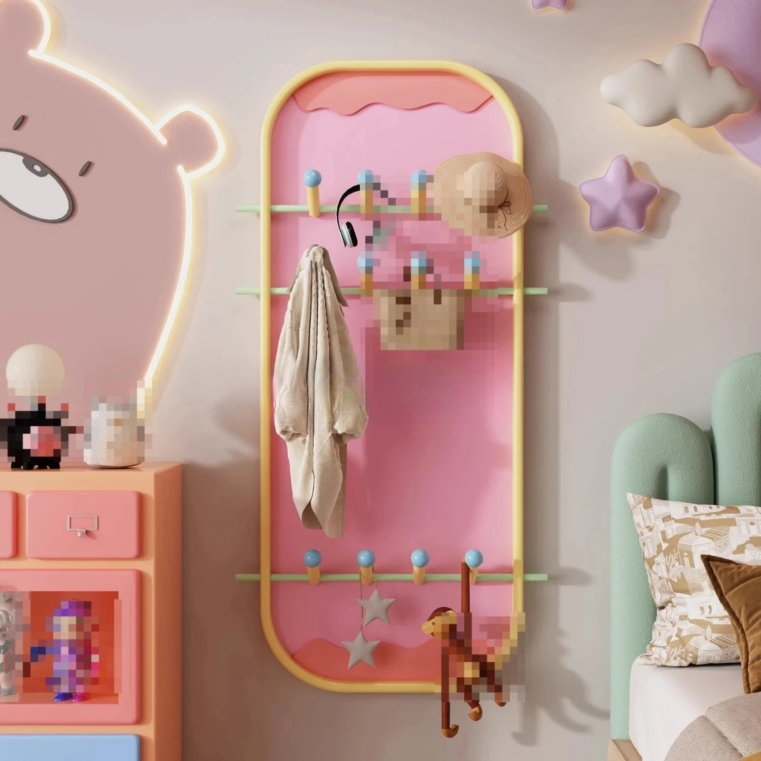 

FFFashion Настенная вешалка для дома, для спальни, из массива дерева, для хранения, настенная полка для одежды