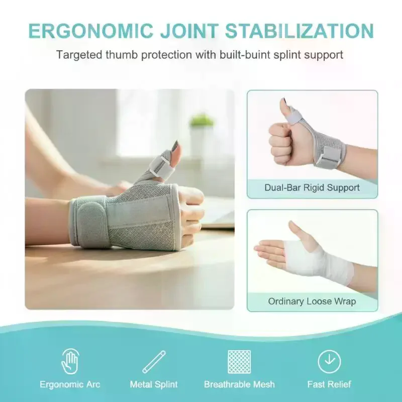 1Pcs Breathable Thumb Stabilizer Brace Adjustable Straps Firm Support For Recovery Pain Relief Daily Use