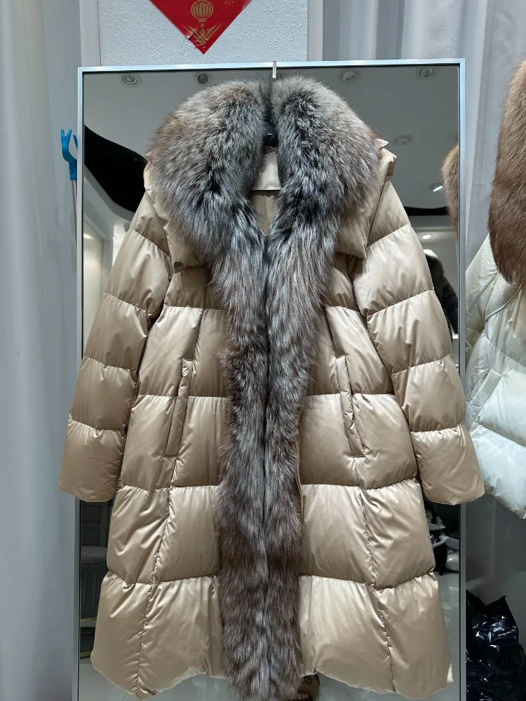 여성용 다운 재킷 화이트 덕 다운 재킷 퍼 코트 후드 달린 여성용 다운 재킷 리얼 퍼 코트 겨울용 여성용 코트 2026