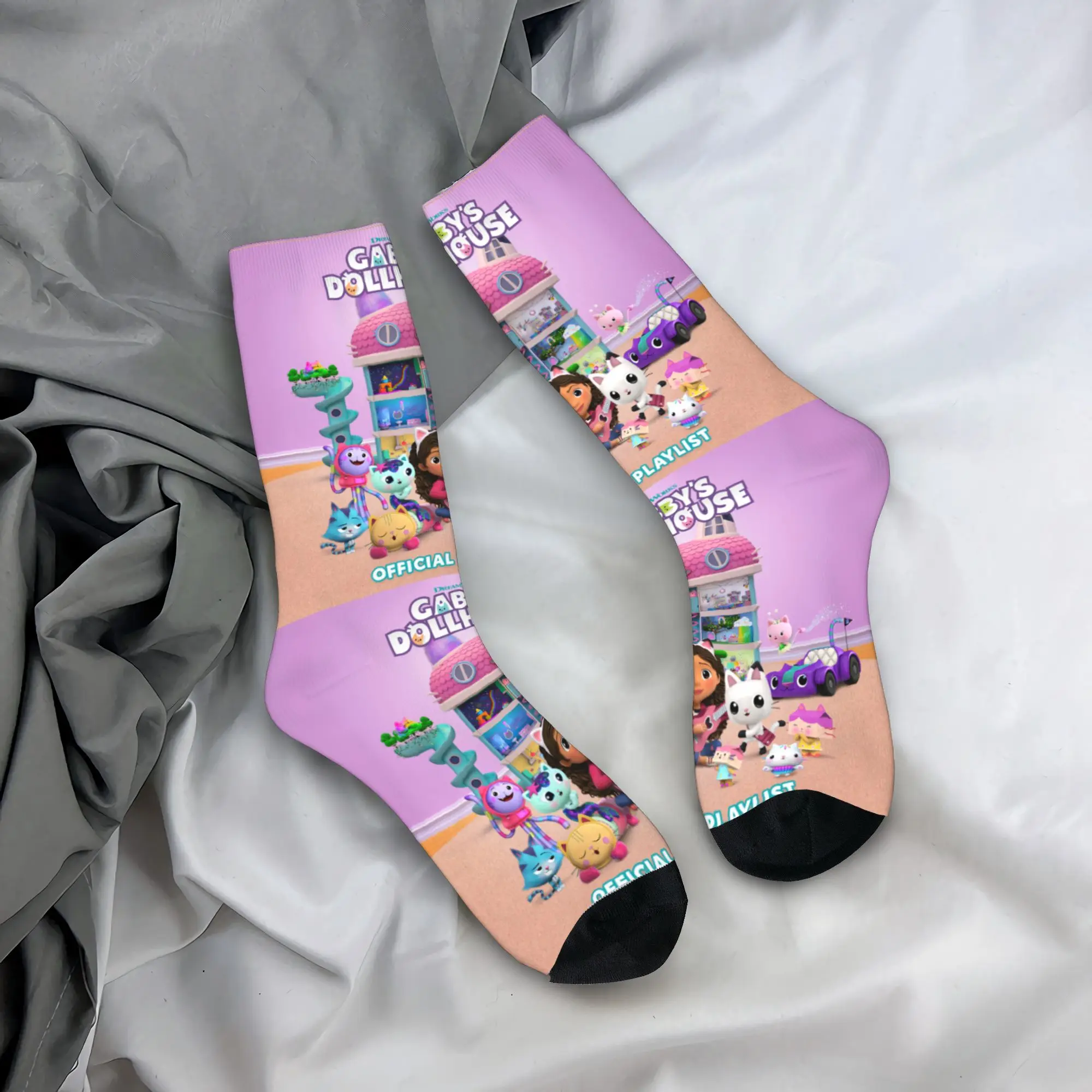 

Носки унисекс Custom Gabbys Dollhouse для мужчин и женщин, милые носки с принтом лапок, Габби, русалки, кошки, весенне-летние, осенне-зимние, повседневные носки