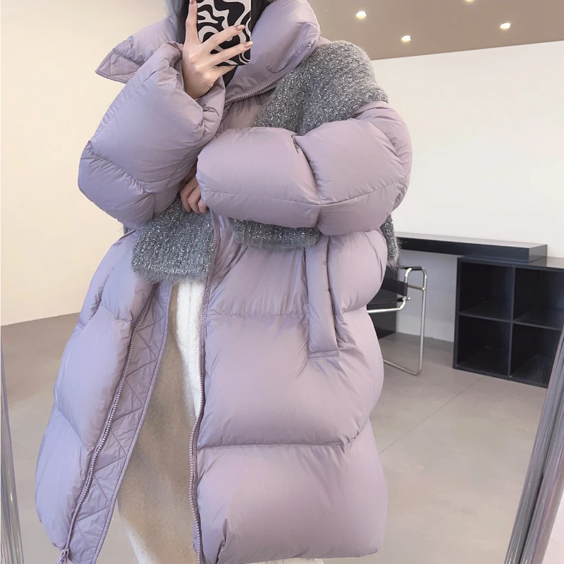 Women\'s Puffer Coats Winter New Outerwears Thick Loose Warm Parker Stand-up Collar Trendy High Street Mid-length Down Jackets