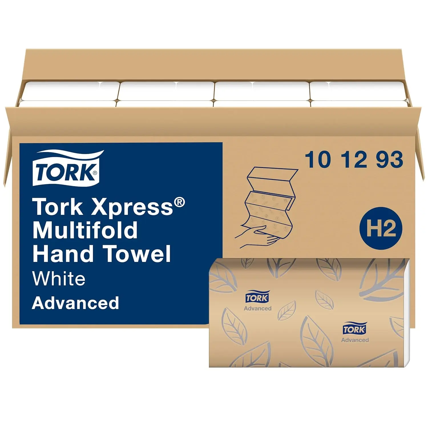 Xpress Soft Multifold Hand Towel White with Grey Leaf Print, Absorbent, 189 Towels Per Pack, 16 Packs, Fits H2 Towel Dispensers