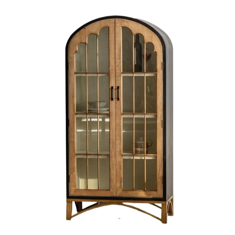 

Solid wood American arched French European retro glass door dustproof bookcase locker