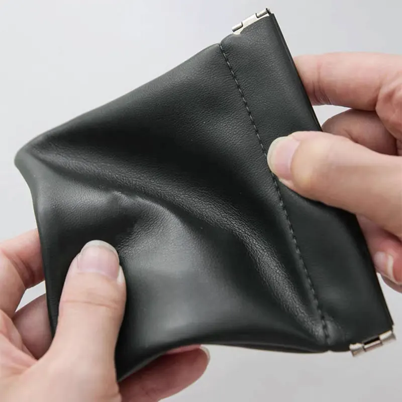 Mini Pocket Cosmetic Bag PU Leather Makeup Bag Portable Square Travel Squeeze Top Make Up Bags for Lipstick Card Coin