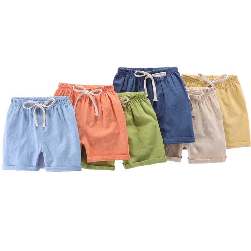 Boys Shorts Kids Shorts Candy Color Girls Children Summer Beach Loose Shorts Casual Pants Cotton & Linen Comfortable 2-10Yrs Hot