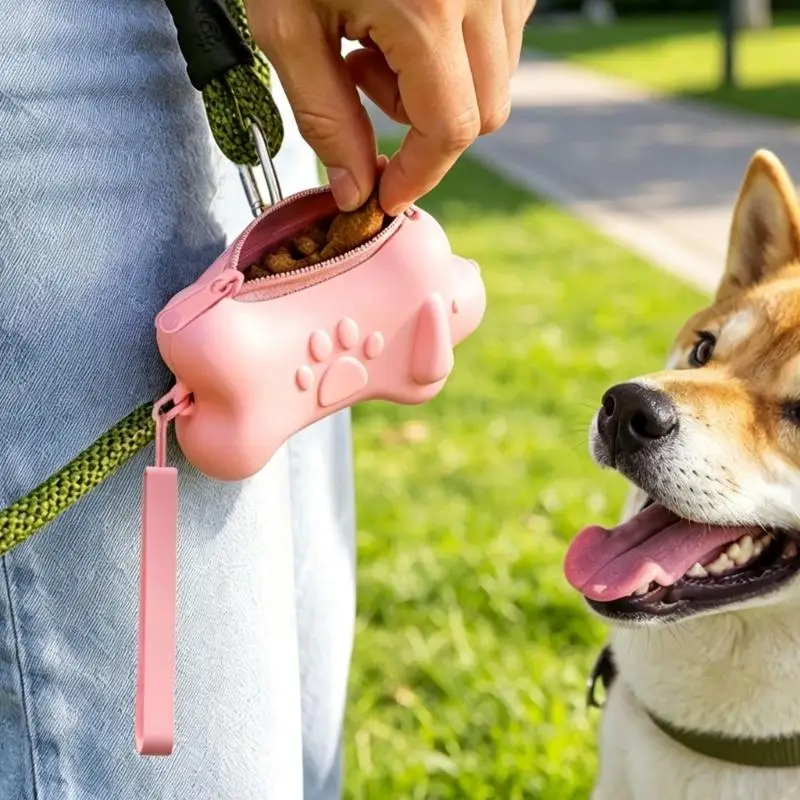 Dog Reward for Walks and Training with Flexible Body, Secure Closure, Hand Loop, Metal Clip and Raised Print Design 87HA