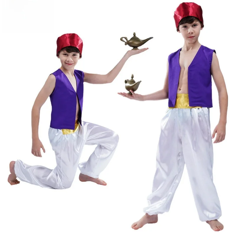 زي الأمير العربي للهالوين للأولاد، ملابس أداء دبي، الشرق الأوسط، ملابس عربية، زي المسرح العرقي التقليدي