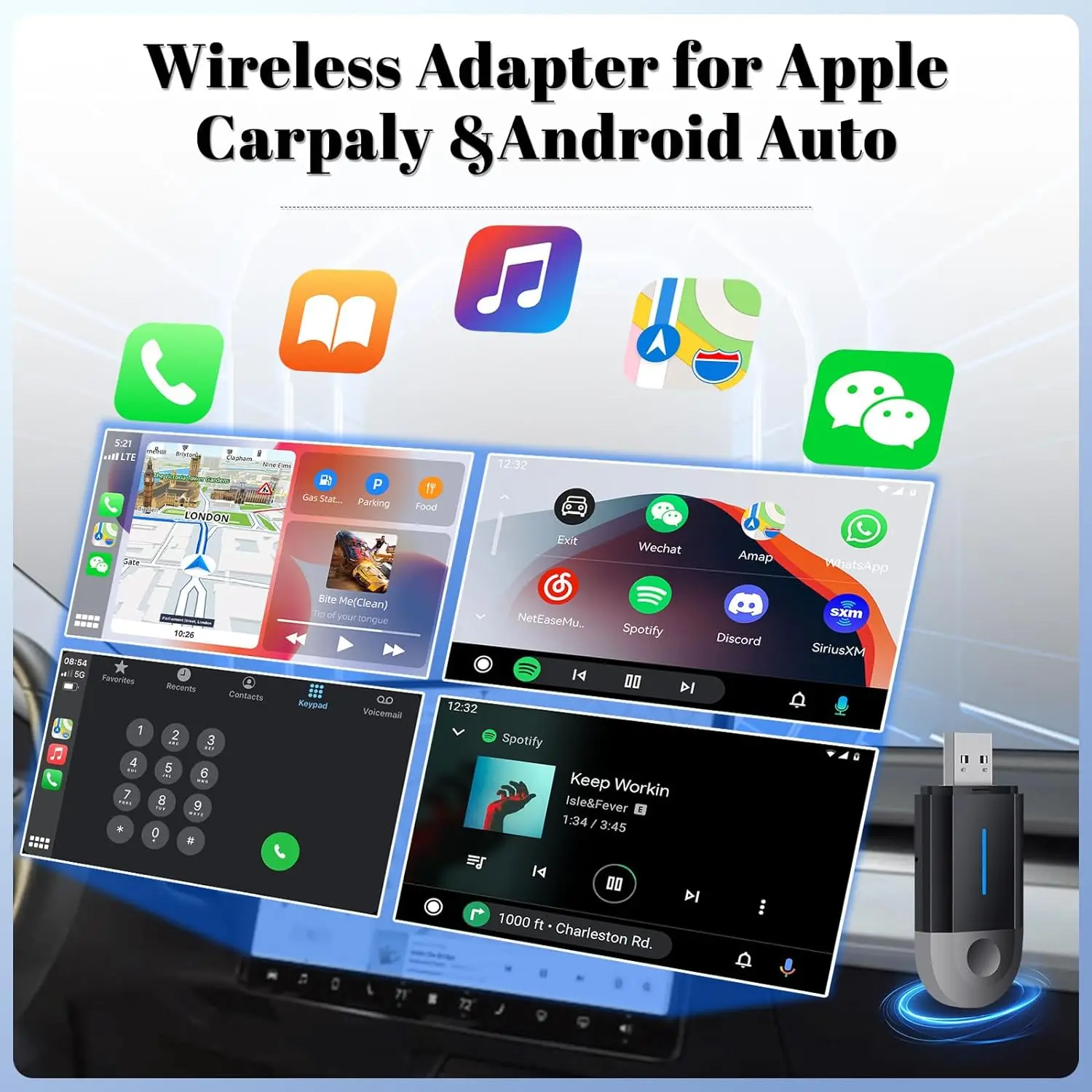 Phoebus OEM ODM Carplay محول لاسلكي ضمان لمدة سنة واحدة للسيارة Play Smartbox Apple Carplay Auto Dongle