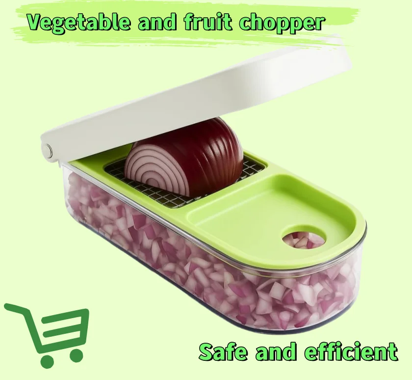 

Vegetable & Fruit Chopper, 2-Cup Container, Stainless Steel Blades, Dishwasher Safe - Easy Food Prep for Salads, Cooking