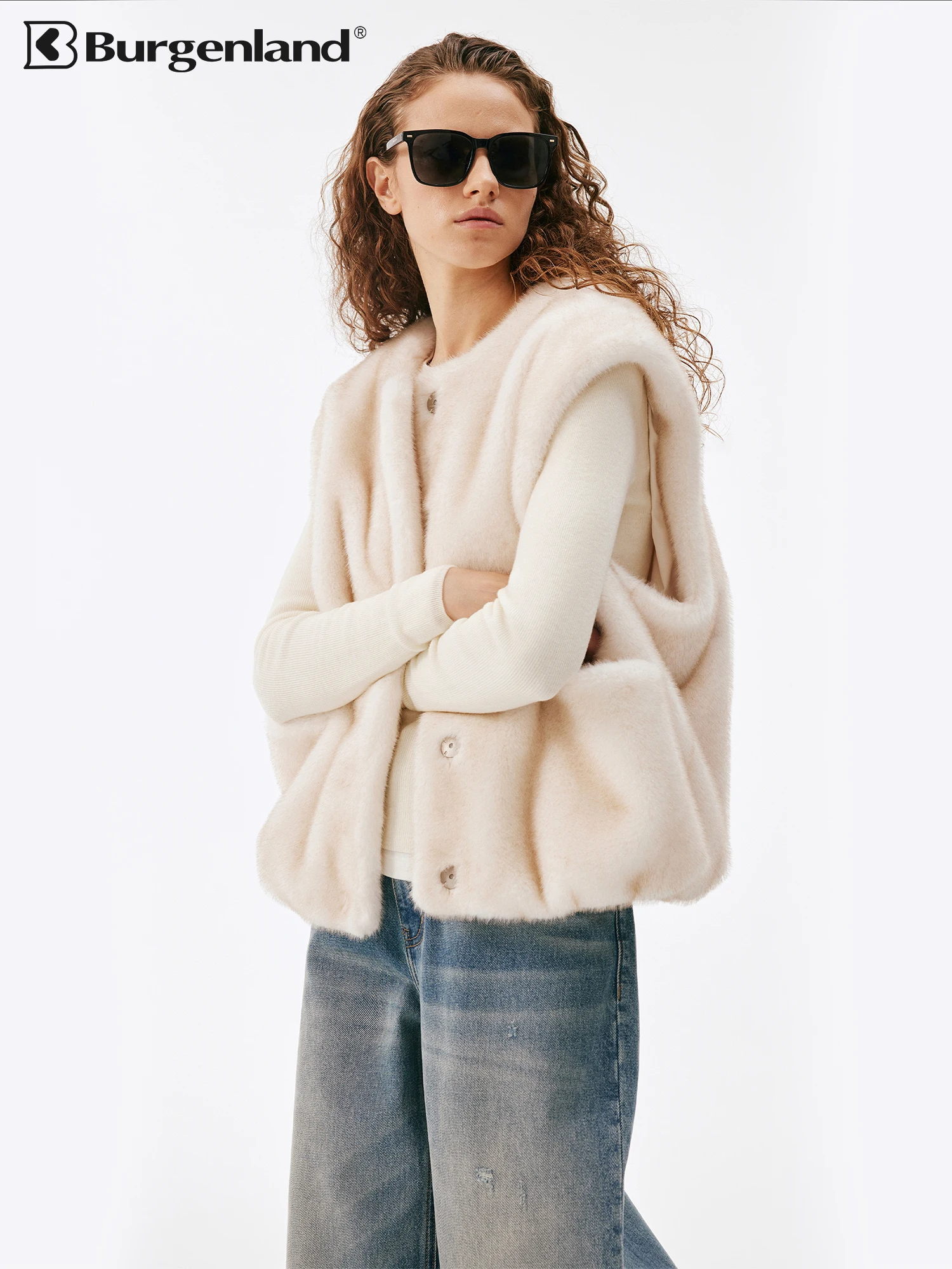 Burgenland Cloud Soft Fine Fur Vest Sleeveless Warm round Neck Autumn Winter Outerwear Women's Casual Fashion Polyester 