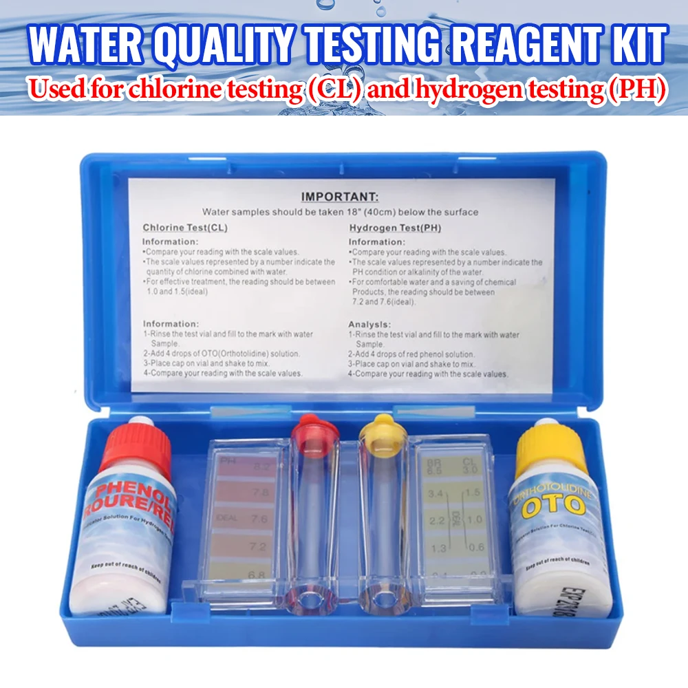 PH Chlorine Water Test Kit Tester Hydrotool Testing Kit Swimming Pool Water Alkalinity Test Hydroponics Aquarium Accessories