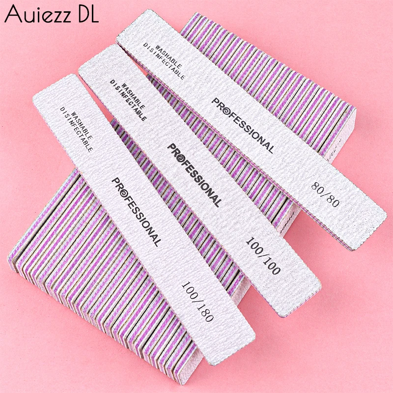 

50Pcs /Lot Professional Nail File 100/180 Sandpaper Nail Buffers Emery Board Sanding Polishing Files For Manicure Thick Stick