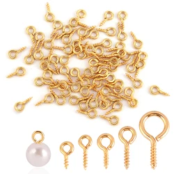 50pcs Stainless Steel Tiny Mini Eye Pins Eyepins Hooks Eyelets Screw Threaded Hook Jewelry Findings For Making DIY Accessories