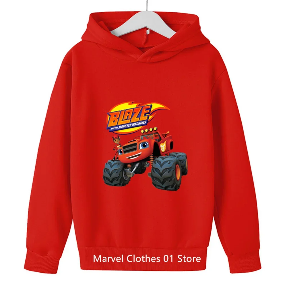 Blaze and the Monster Machines Car Hoodie Kids Kawaii Autumn Sweatshirt with Hooded Casual Comfortable Cute Children Clothing