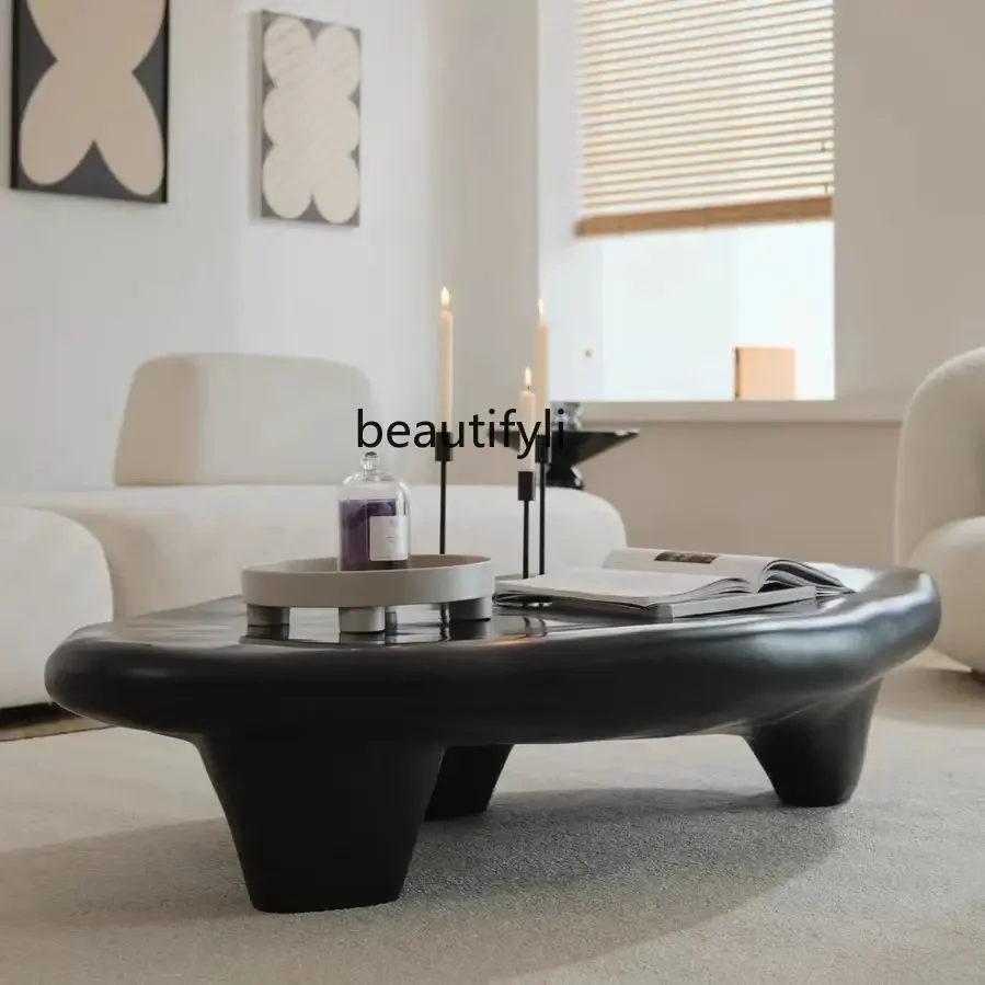 

CQYWabi Sand wind pebble coffee table living room low table designer special-shaped creative medieval coffee table