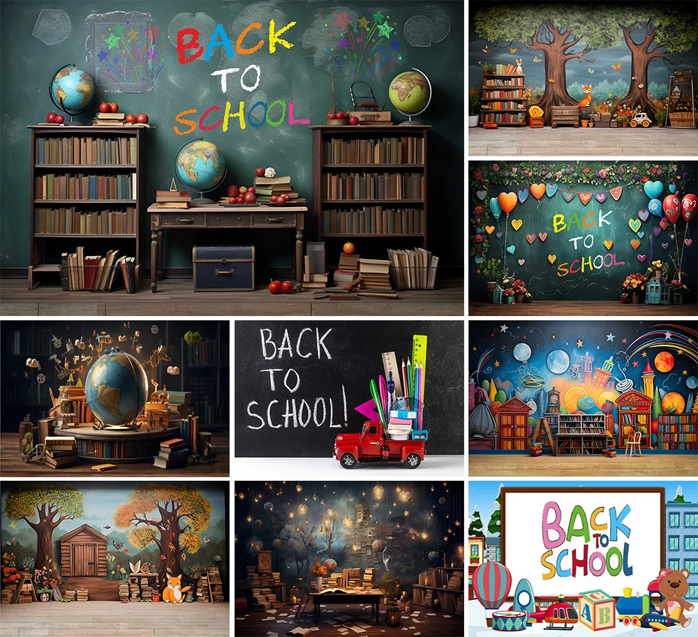 Mehofond Photography Background Back To School Blackboard Book Kid Birthday Party Cake Smash Portrait Decor Backdrop Photo Studi