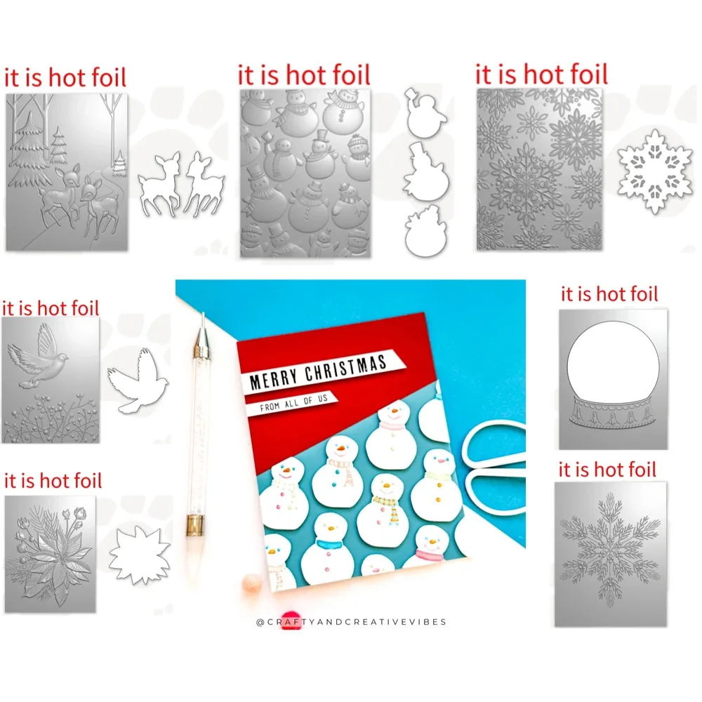 

Flying Pigeons and Snowflakes Cutting Hot foil Scrapbook Diary Decoration Stencil Embossing Template DIY Greeting Card Handmad