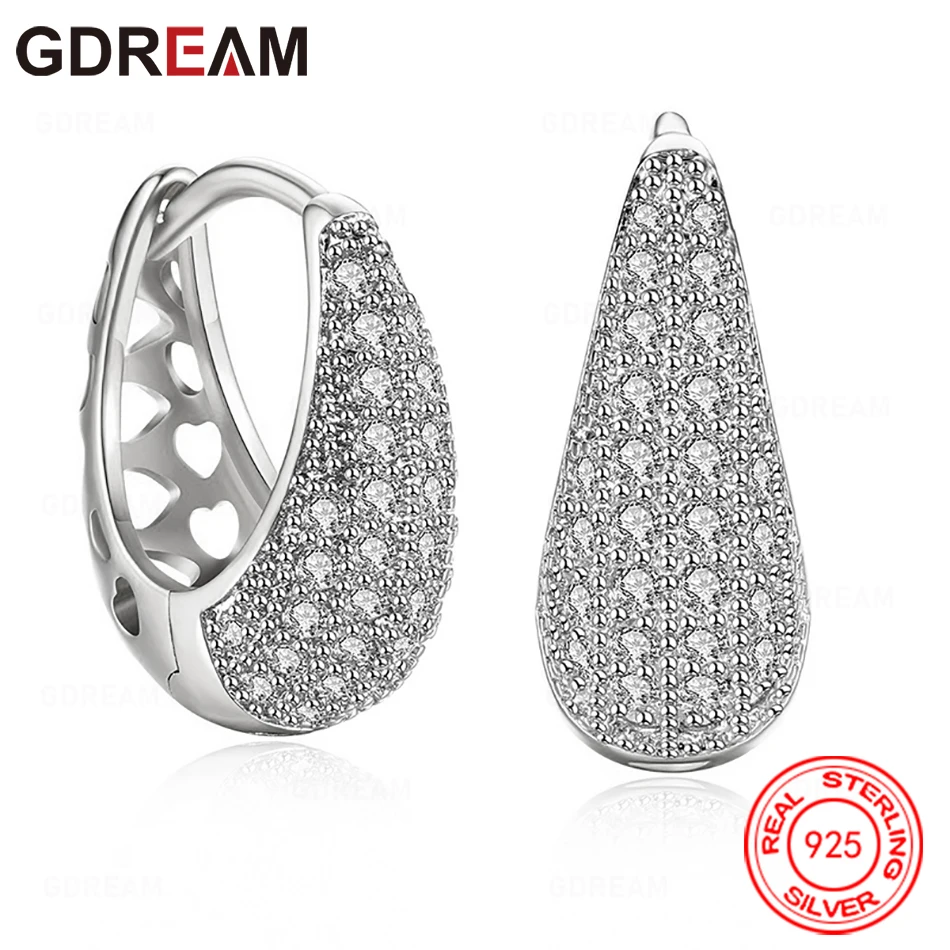 

GDREAM 925 Sterling Silver Oval Ear Clips - European And American Style Extravagant Luxury Engagement Jewelry For Women