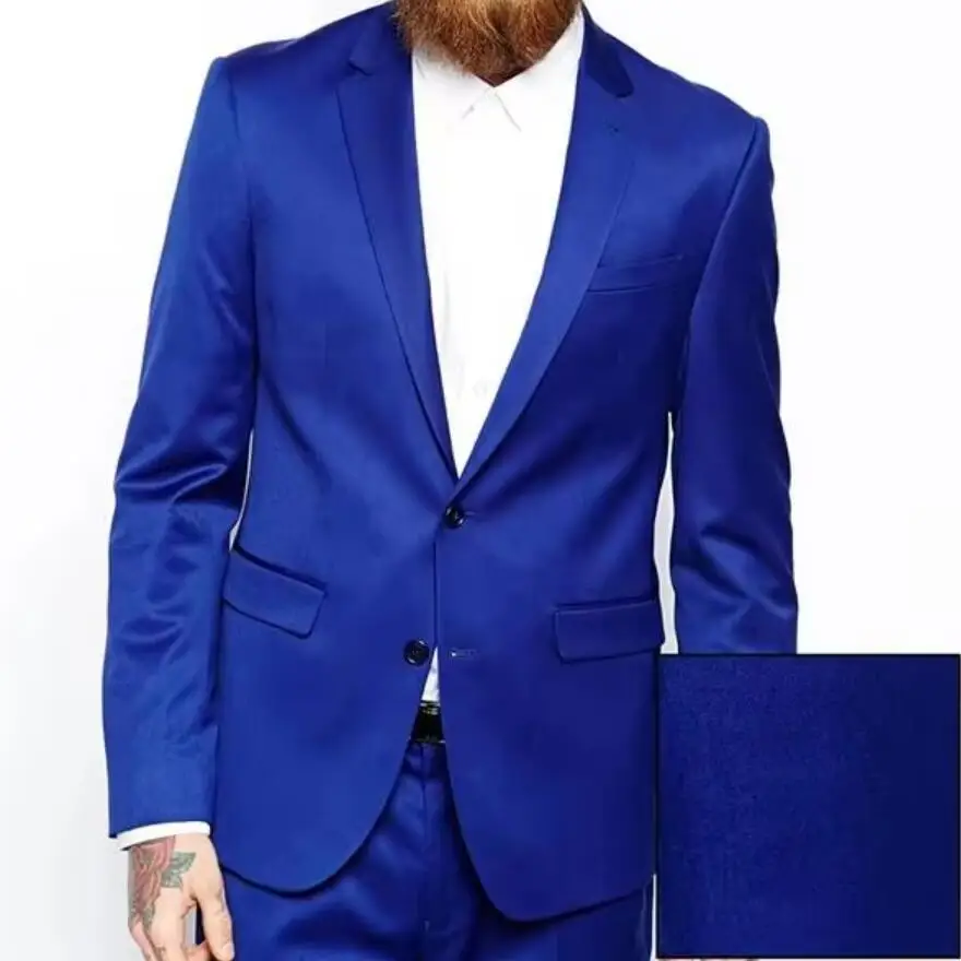 

Classic Royal Blue Men's Suits Slim Fit Notched Lapel Groom Tuxedos for Wedding 2 Piece Costume Homme Best Man Party Blazer Suit