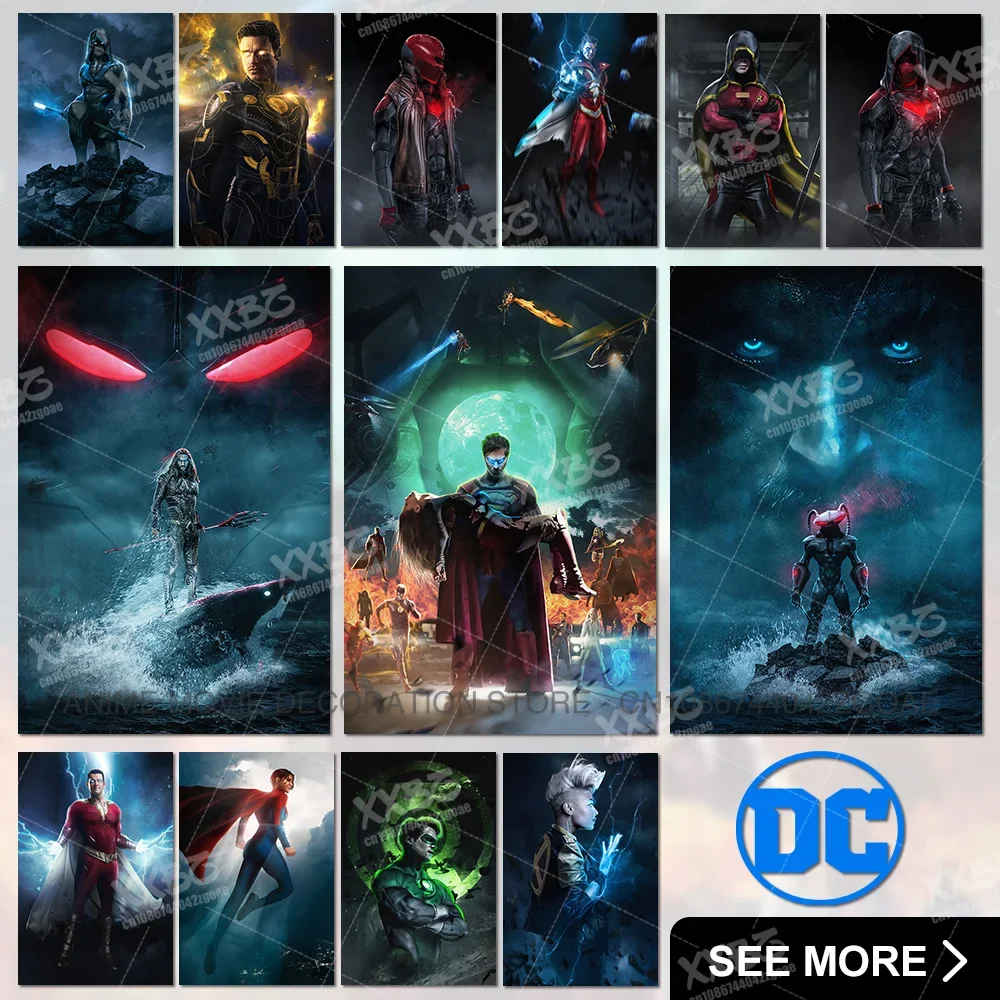 

DC Comics Poster Prints Shazam Pictures Superman On Canvas Painting Aquaman Wall Art The Flash Home Decor Green Lantern No Frame