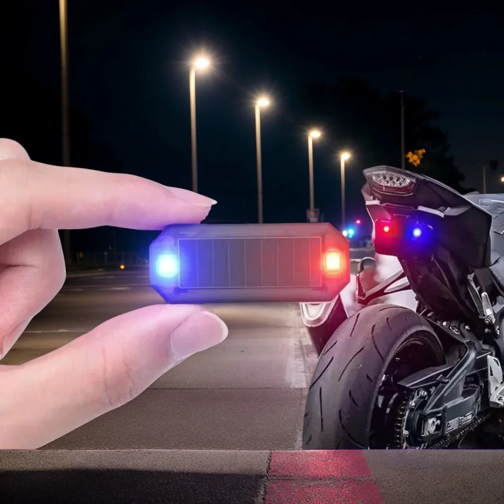 

​​Motorcycle Car Mini LED Wireless Warning Light - Solar Anti-Theft Anti-Rear Collision Strobe Auto Accessory​​