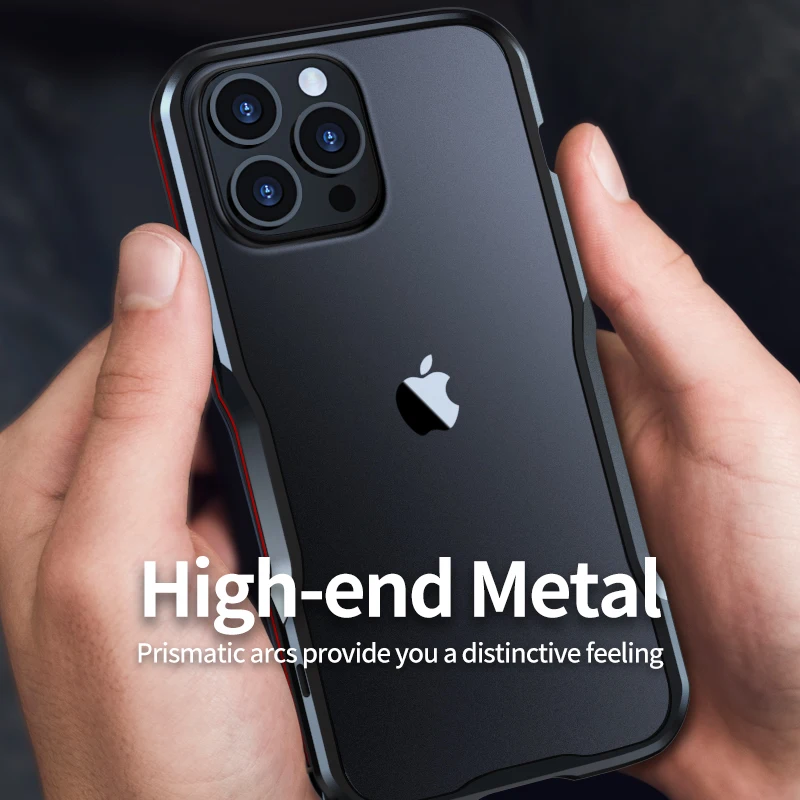 Odporne na wstrząsy etui na telefon iPhone Air 16 15 14 13 12 11 17 Pro Max Mini 17E 8 7 SE 3 XR XS Armor Metal Bumper Aluminum Case Cover — zdjęcie produktu 2