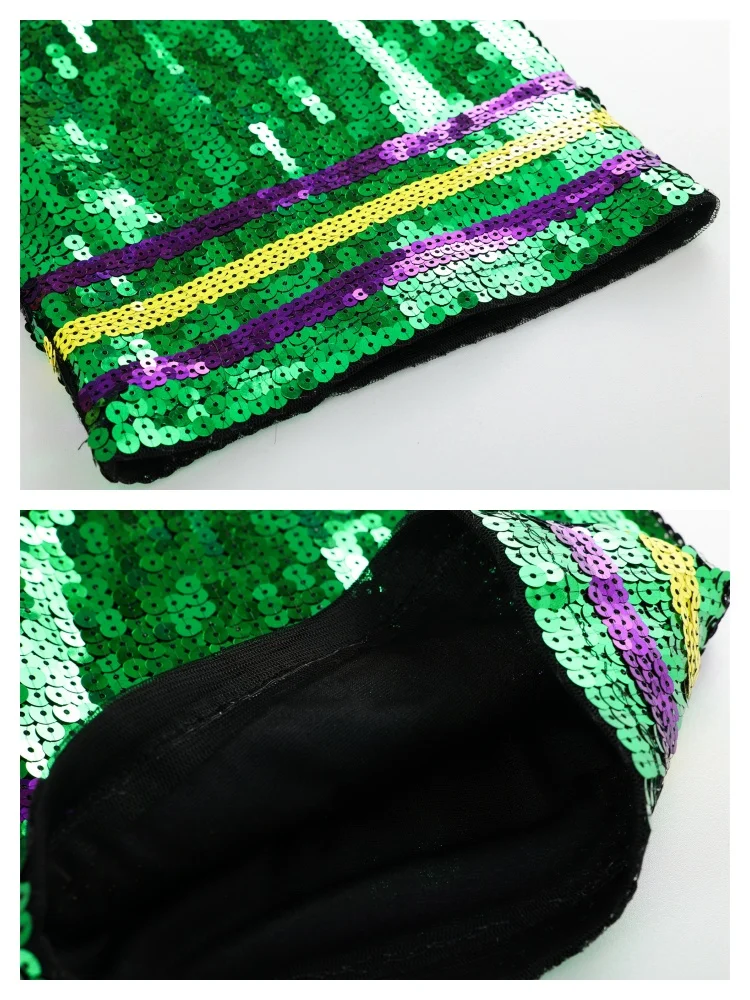 Abito da festa con paillettes con stampa maschera Fleur-De-Lis scintillante, girocollo, mezza manica, abito t-shirt con paillettes larghe oversize a blocchi di colore