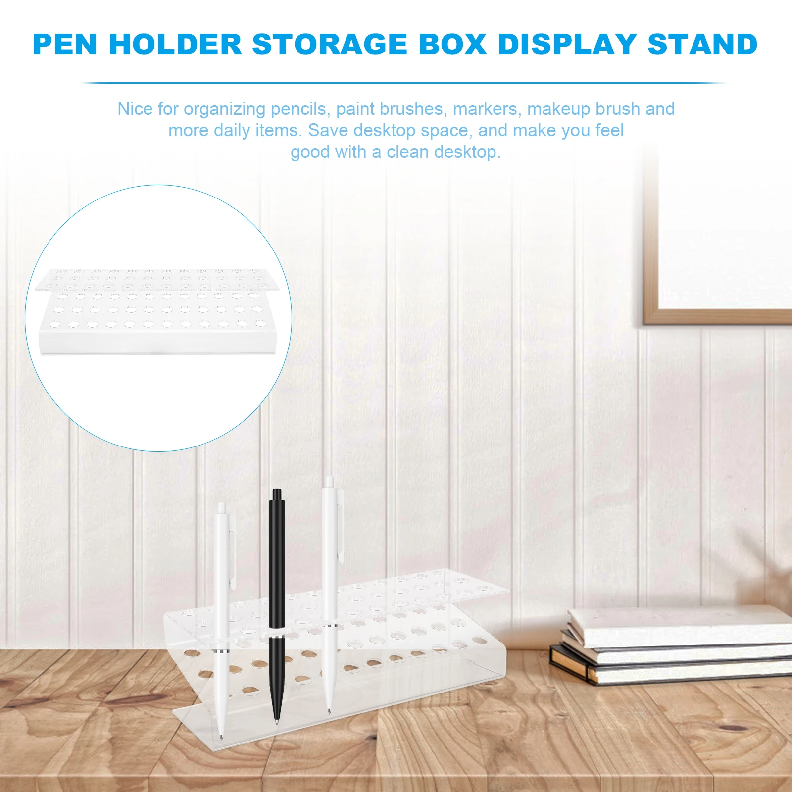 

Acrylic Pen Holder 36 Holes Clear Desk ganizer for Pencils Brushes Markers Storage Display Stand Home Office Use
