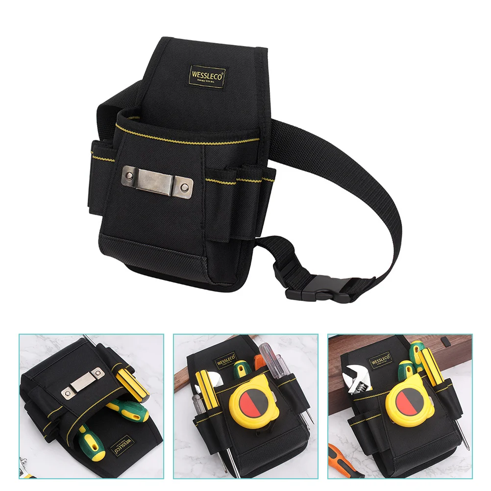 Pull Rod Laptop Tool Bag One-shoulder Mobile Phone Pouch with Belt Clip LED Light Bulb