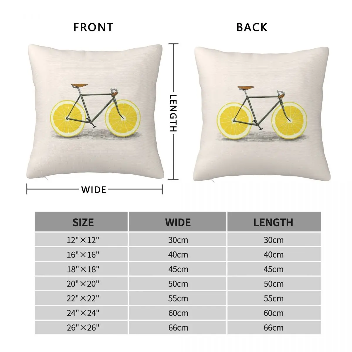 A Bike With Lemon Wheels Square Pillowcase Polyester Linen Velvet Creative Zip Decorative Pillow Case Room Cushion Cover