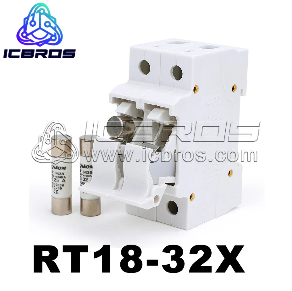 RT18-32X 1P 2P 3P 4P Guide Rail Installed Fuse, Base, Fuse Holder With IndIcator Light