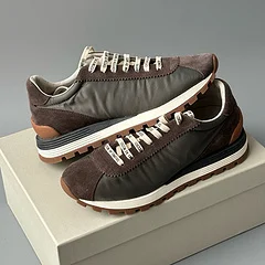Dave&Di Minimalist Vintage Color Blocked Cowhide Leather Linen Patchwork Sports Shoes Vulcanized Shoes Women Sneakers Shoes