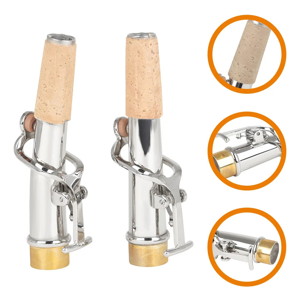 

2 Pcs Wind Instrument Saxophone Straight Neck Bend Suit Durable Mouthpiece Cork Mouthpieces