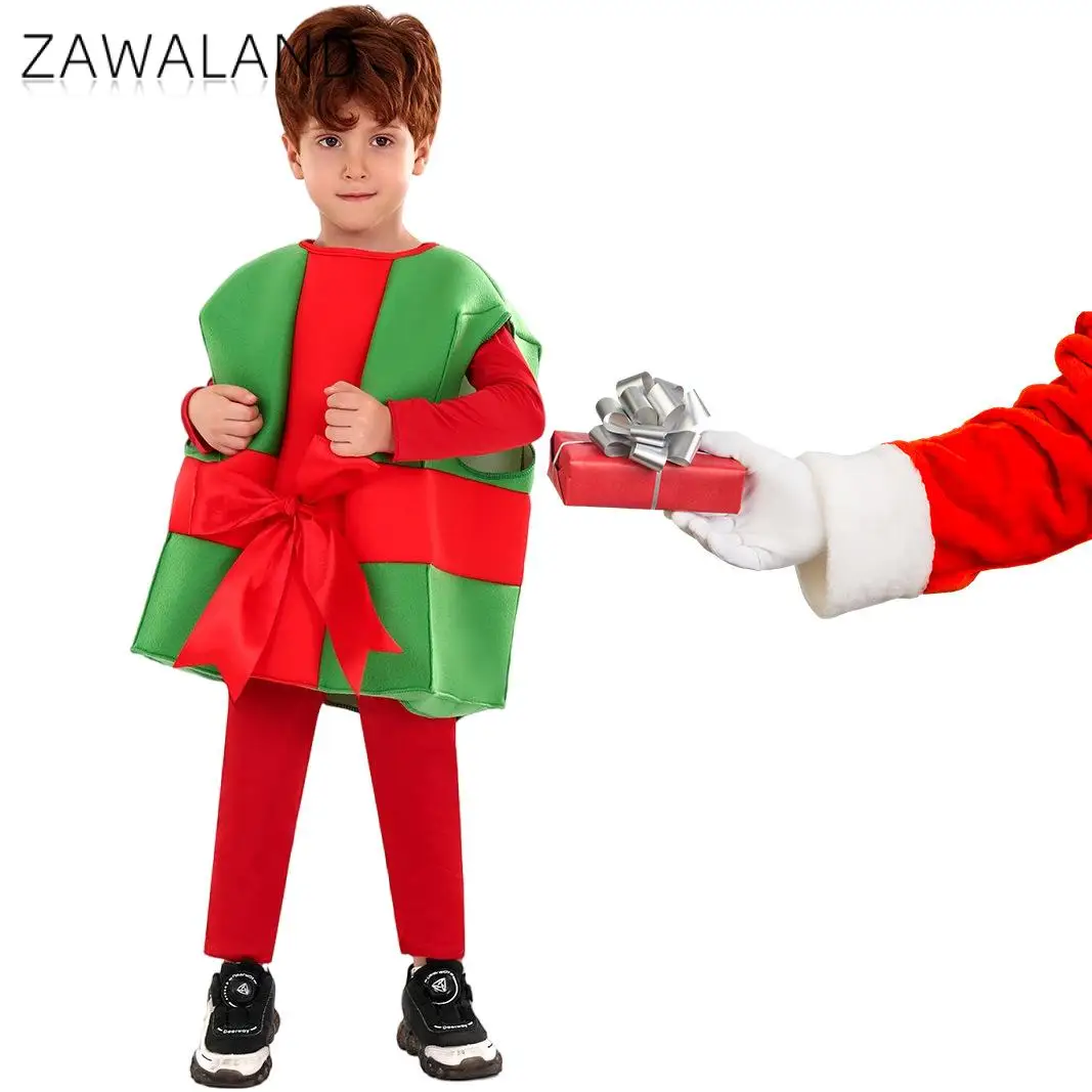 

Zawaland Kids Cosplay Christmas Gift Box Costumes Funny Cute Boys New Year Clothing Xmas Birthday Party Stage Show Jumpsuits